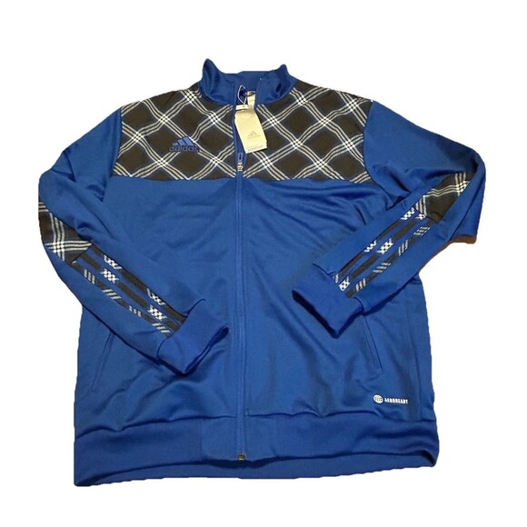 NWT Adidas Tiro Track Jacket Men’s M Team Royal Blue Black Plaid AEROREADY - Picture 1 of 8